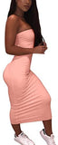 Women's Basic Sleeveless Tube Top Sexy Strapless Bodycon Midi Club Dress