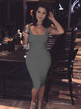 Women's Sexy Bodycon Tank Dress Sleeveless Basic Midi Club Dresses