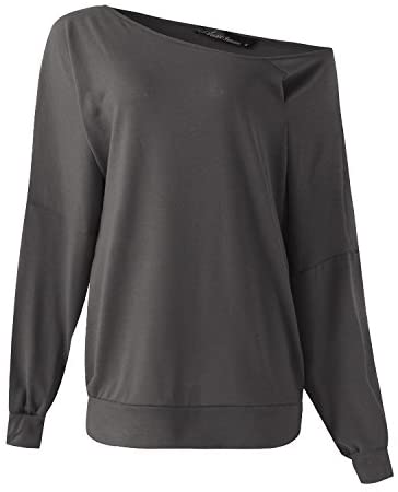 Womens Off The Shoulder Tops Baggy Shirt Long Sleeve Blouse Oversized Sweater Jumper Pullover