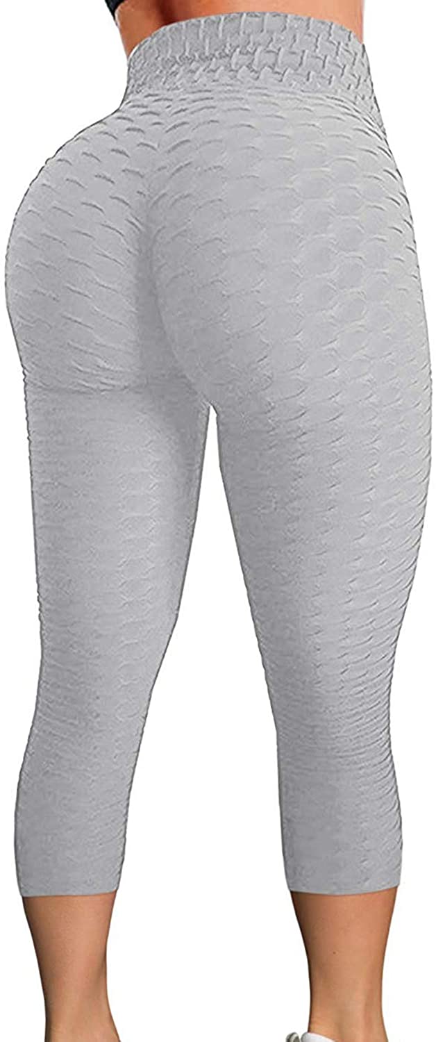 Womens High Waisted Yoga Pants Tummy Control Scrunched Booty Leggings Workout Running Butt Lift Textured Tights