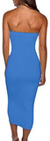 Women's Basic Sleeveless Tube Top Sexy Strapless Bodycon Midi Club Dress