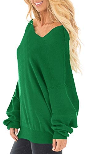 Womens Off The Shoulder Tops Baggy Shirt Long Sleeve Blouse Oversized Sweater Jumper Pullover