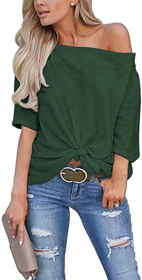 Womens Off The Shoulder Tops Baggy Shirt Long Sleeve Blouse Oversized Sweater Jumper Pullover
