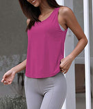 Womens Summer Workout Tops Sexy Backless Yoga Shirts Open Back Activewear Running Sports Gym Quick Dry Tank Tops