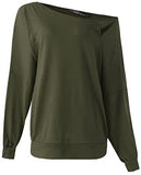 Womens Off The Shoulder Tops Baggy Shirt Long Sleeve Blouse Oversized Sweater Jumper Pullover