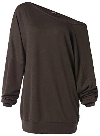Womens Off The Shoulder Tops Baggy Shirt Long Sleeve Blouse Oversized Sweater Jumper Pullover