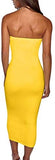 Women's Basic Sleeveless Tube Top Sexy Strapless Bodycon Midi Club Dress