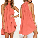 Women clothes Womens Sexy Sleeveless Dresses,Summer Casual Loose Cotton Linen Beach Holiday Party Irregular Dress