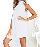 Women clothes Womens Sexy Sleeveless Dresses,Summer Casual Loose Cotton Linen Beach Holiday Party Irregular Dress