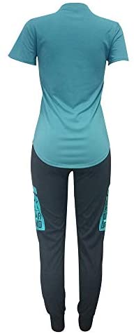 Womens Sexy 2 Piece Sports Outfit Set Shirt Bodycon Pants Joggers Clubwear Tracksuit Sportswear Set