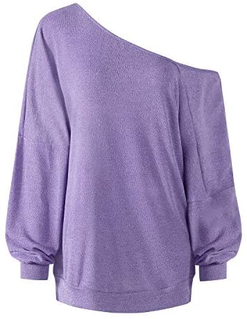 Womens Off The Shoulder Tops Baggy Shirt Long Sleeve Blouse Oversized Sweater Jumper Pullover
