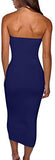 Women's Basic Sleeveless Tube Top Sexy Strapless Bodycon Midi Club Dress