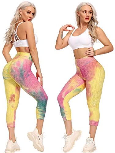 Womens High Waisted Yoga Pants Tummy Control Scrunched Booty Leggings Workout Running Butt Lift Textured Tights