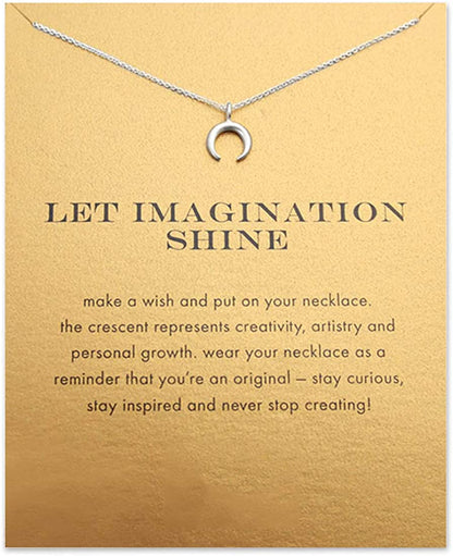 Message Card Compass Pendant Necklace Friendship Starfish Good Luck Elephant Pendant Chain Necklace with Gift Card