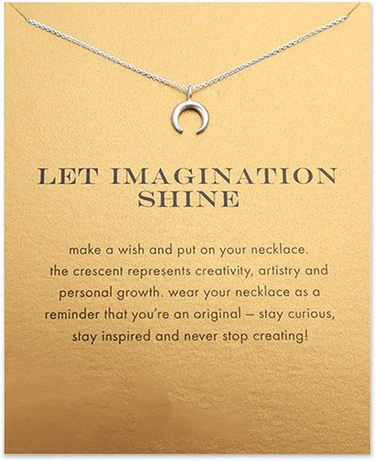 Message Card Compass Pendant Necklace Friendship Starfish Good Luck Elephant Pendant Chain Necklace with Gift Card