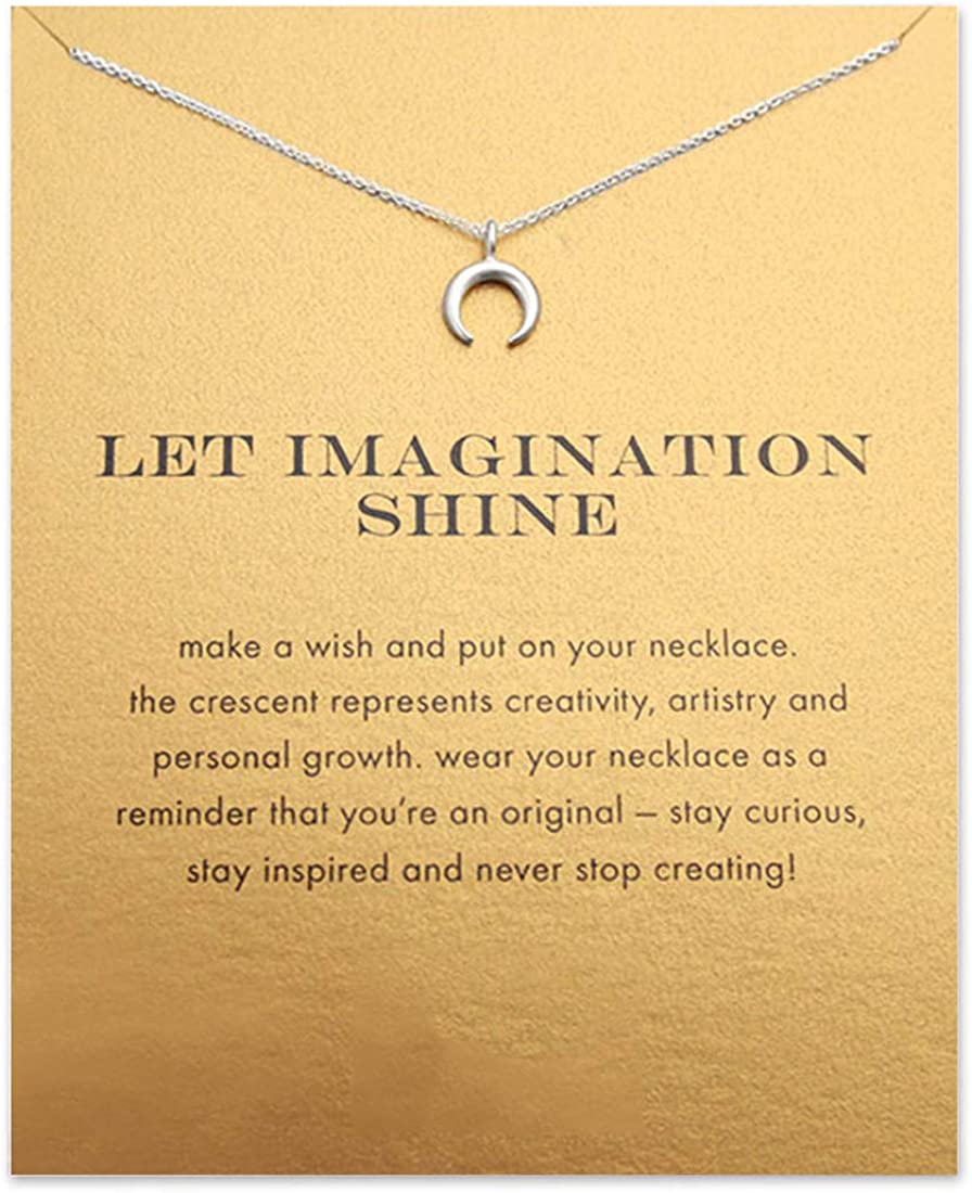 Message Card Compass Pendant Necklace Friendship Starfish Good Luck Elephant Pendant Chain Necklace with Gift Card