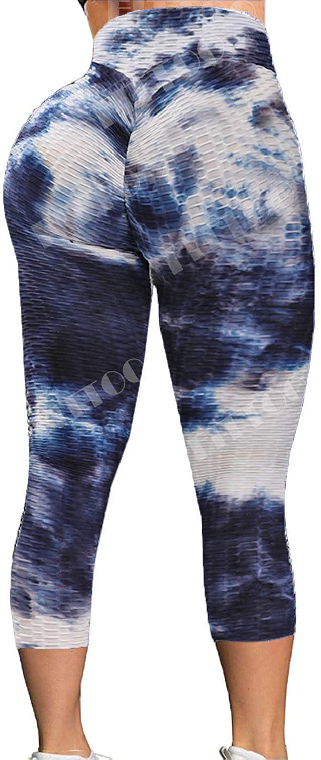 Womens High Waisted Yoga Pants Tummy Control Scrunched Booty Leggings Workout Running Butt Lift Textured Tights