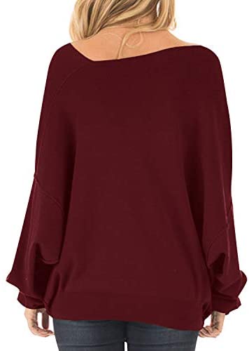 Womens Off The Shoulder Tops Baggy Shirt Long Sleeve Blouse Oversized Sweater Jumper Pullover