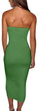 Women's Basic Sleeveless Tube Top Sexy Strapless Bodycon Midi Club Dress