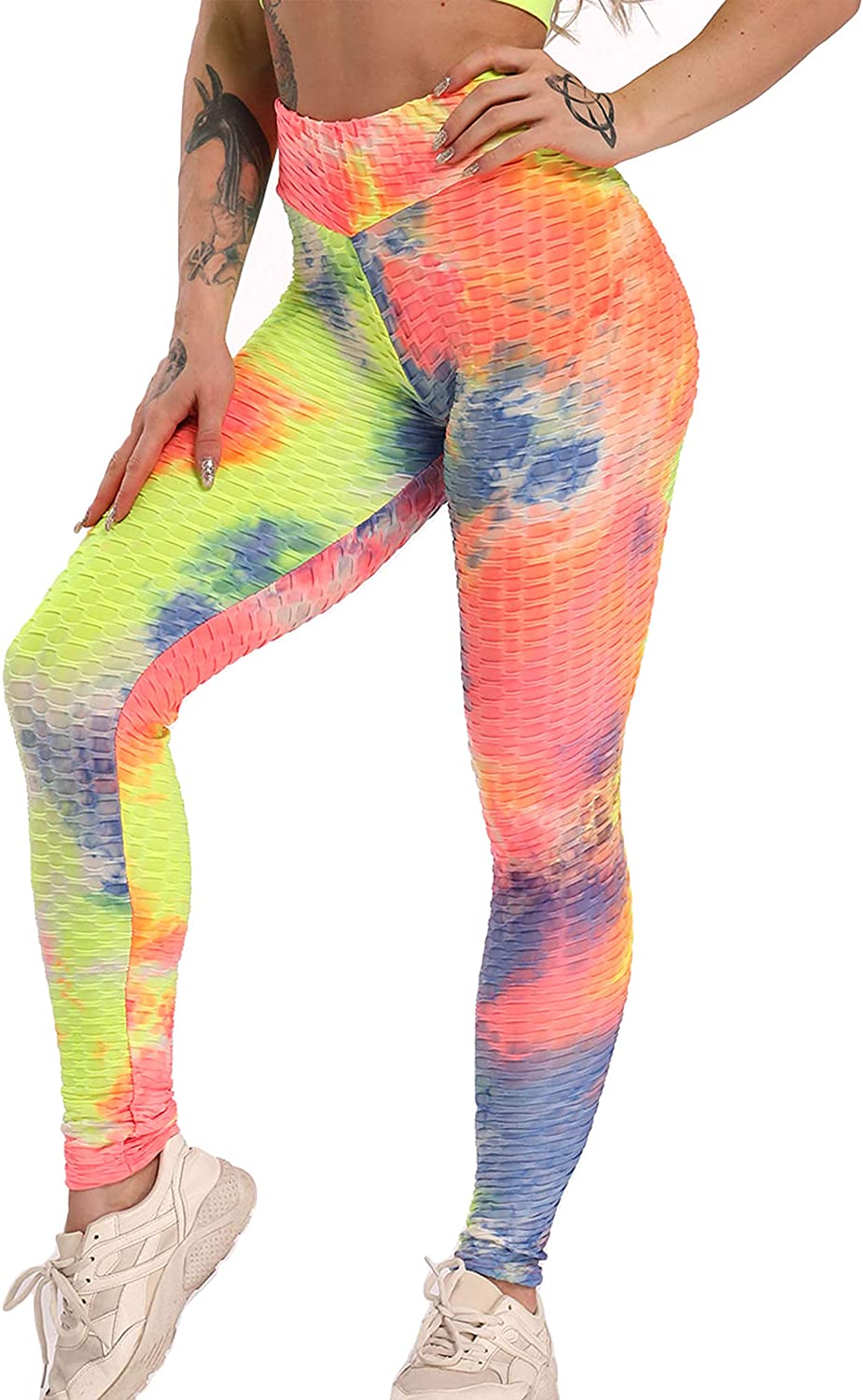 Womens High Waisted Yoga Pants Tummy Control Scrunched Booty Leggings Workout Running Butt Lift Textured Tights
