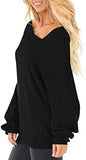Womens Off The Shoulder Tops Baggy Shirt Long Sleeve Blouse Oversized Sweater Jumper Pullover