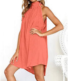 Women clothes Womens Sexy Sleeveless Dresses,Summer Casual Loose Cotton Linen Beach Holiday Party Irregular Dress