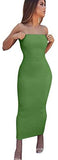 Women's Basic Sleeveless Tube Top Sexy Strapless Bodycon Midi Club Dress