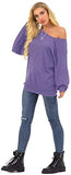 Womens Off The Shoulder Tops Baggy Shirt Long Sleeve Blouse Oversized Sweater Jumper Pullover