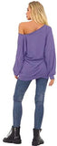 Womens Off The Shoulder Tops Baggy Shirt Long Sleeve Blouse Oversized Sweater Jumper Pullover