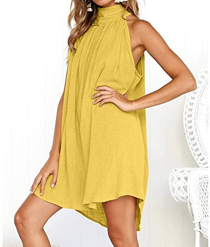 Women clothes Womens Sexy Sleeveless Dresses,Summer Casual Loose Cotton Linen Beach Holiday Party Irregular Dress