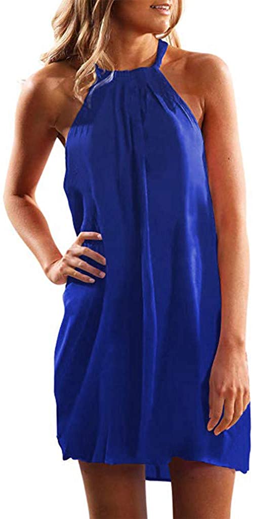 Women clothes Womens Sexy Sleeveless Dresses,Summer Casual Loose Cotton Linen Beach Holiday Party Irregular Dress