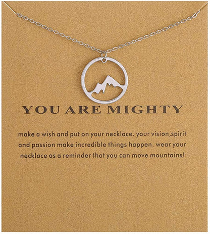 Message Card Compass Pendant Necklace Friendship Starfish Good Luck Elephant Pendant Chain Necklace with Gift Card