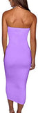 Women's Basic Sleeveless Tube Top Sexy Strapless Bodycon Midi Club Dress