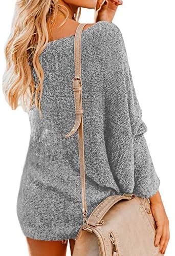 Womens Off The Shoulder Tops Baggy Shirt Long Sleeve Blouse Oversized Sweater Jumper Pullover
