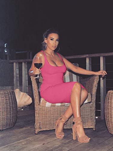 Women's Sexy Bodycon Tank Dress Sleeveless Basic Midi Club Dresses