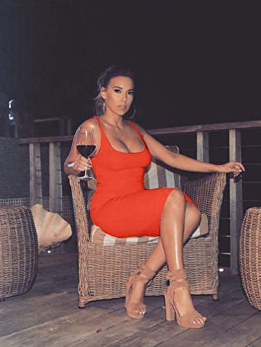 Women's Sexy Bodycon Tank Dress Sleeveless Basic Midi Club Dresses