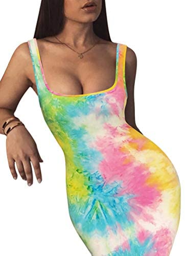 Women's Sexy Bodycon Tank Dress Sleeveless Basic Midi Club Dresses
